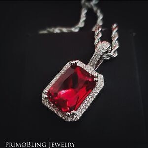 Stainless Red Gem necklace 